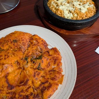 Woowa - Stone plate cheese buldak & Kimchi pancakes - Korean Near Me - Gardena, California Woowa - Stone plate cheese buldak & Kimchi pancakes - Korean Near Me - Gardena, California
