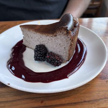 Cafe Flora - Blackberry Earl Grey Basque Cheesecake - Vegetarian Near Me - Seattle, Washington Cafe Flora - Blackberry Earl Grey Basque Cheesecake - Vegetarian Near Me - Seattle, Washington