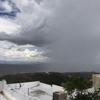 Haunted Hamburger - View from patio.  Rain coming in. - Burgers Near Me - Jerome, Arizona