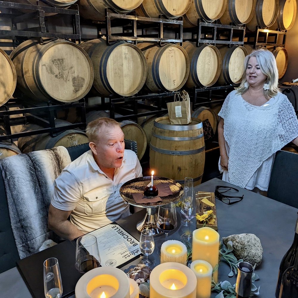 Brochelle Vineyards - a man blowing out a candle - Wine Tasting Room Near Me - Paso Robles, California Brochelle Vineyards - a man blowing out a candle - Wine Tasting Room Near Me - Paso Robles, California