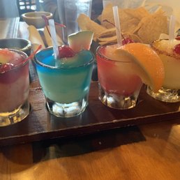 WOW a flight of margaritas!!! Wonderful WOW a flight of margaritas!!! Wonderful