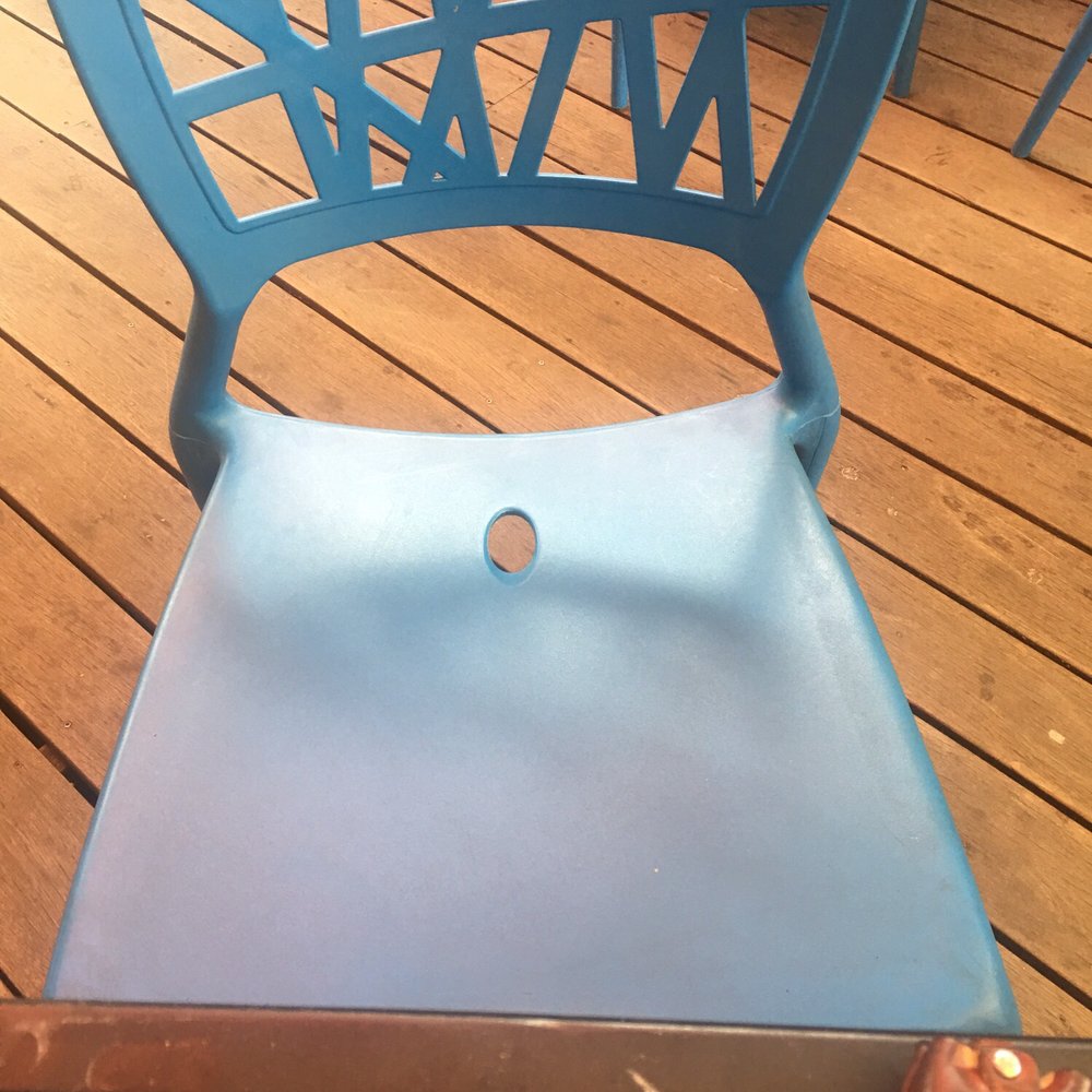 Laughing Planet - All the chairs have this little vent in the seat.... I'm guessing it's to prevent booty sweat - Vegan Near Me - Reno, Nevada Laughing Planet - All the chairs have this little vent in the seat.... I'm guessing it's to prevent booty sweat - Vegan Near Me - Reno, Nevada
