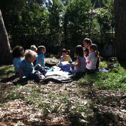 Picnic storytime on the hiking path in Palos Verdes
