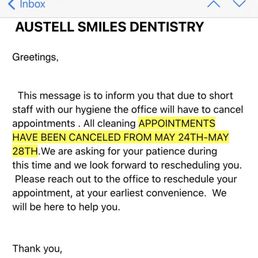 This is how they cancel your appointment that was scheduled months ago.