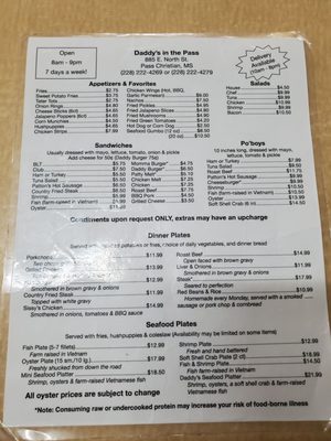 Menu photo 3 Daddyz In The Pass Pass Christian, MS