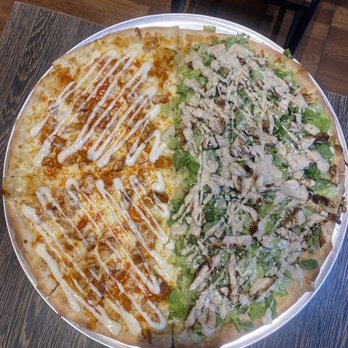 Delizia Pizza - Half buffalo chicken, half salad pizza! - Italian Near Me - Dover, New Jersey Delizia Pizza - Half buffalo chicken, half salad pizza! - Italian Near Me - Dover, New Jersey