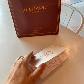 Sullivan's Steakhouse - Handwritten note a lovely touch - Steakhouses Near Me - Baton Rouge, Louisiana