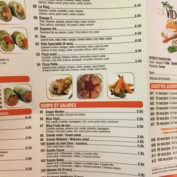 Vida Sushi - the menu of a restaurant - Sushi Bars Near Me - Montreal, Quebec Vida Sushi - the menu of a restaurant - Sushi Bars Near Me - Montreal, Quebec
