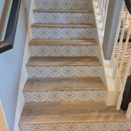 We replaced the carpet on the stairs with LVP to match the new floors. We replaced the carpet on the stairs with LVP to match the new floors.