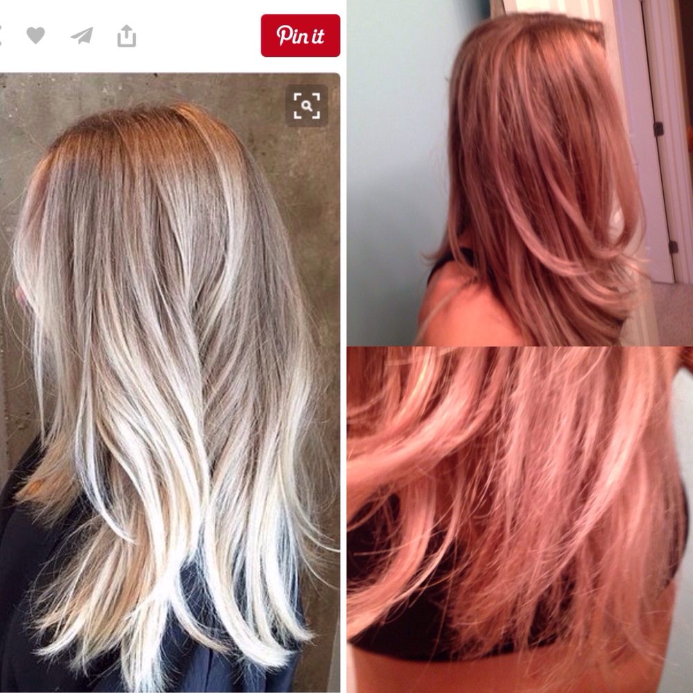 Indigo Salon & Wellness - Left: What I asked for. Top right: what I got. Bottom right: damaged ends/hair shaft I was left with. - Day Spas Near Me - Lexington, Kentucky