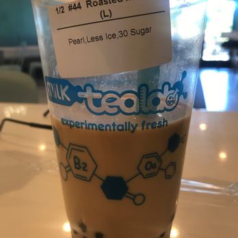 Milk Tea Lab - Roasted Milk tea w/boba 30% sweetness and less ice (but he forgot to add ice) - Coffee & Tea Near Me - Pleasant Hill, California