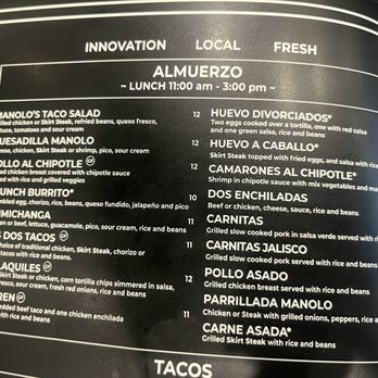 Manolete's Cocina Gourmet - menu - Mexican Near Me - Winchester, Virginia Manolete's Cocina Gourmet - menu - Mexican Near Me - Winchester, Virginia