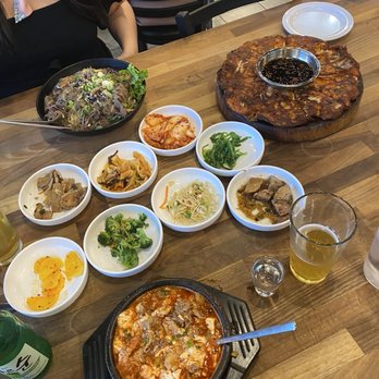 Koreatown - Soft tofu soup, japche with beef, kimchi pancake - Korean Near Me - Mesa, Arizona Koreatown - Soft tofu soup, japche with beef, kimchi pancake - Korean Near Me - Mesa, Arizona