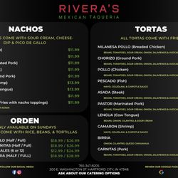 Rivera’s Mexican Taqueria - Menu
