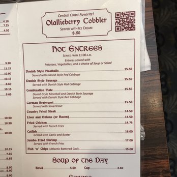 Solvang Restaurant - Menu January 2019 - Scandinavian Near Me - Solvang, California