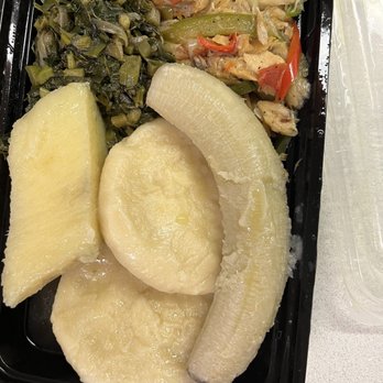 The Original Dumpling Shop - Callaloo and Saltfish Meal with boiled provision - Caribbean Near Me - Bronx, New York