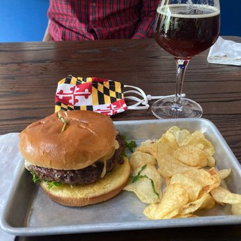 The Lost Druid - "White Bull" burger for Atlanta burger week 2021 and a Belgian Doppelbock - Breweries Near Me - Avondale Estates, Georgia