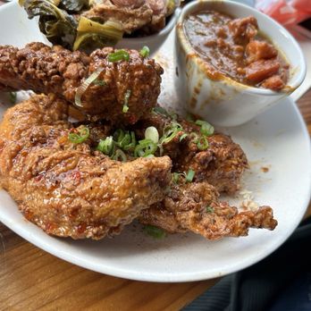 Chef Smelly's - Deep Fried Hot Honey Chili Chicken Breast Tenders, Creole Collard Greens, Candied Yams - Cajun/Creole Near Me - Oakland, California Chef Smelly's - Deep Fried Hot Honey Chili Chicken Breast Tenders, Creole Collard Greens, Candied Yams - Cajun/Creole Near Me - Oakland, California