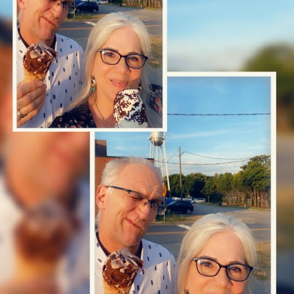 Frosties Rail Stop - a man and a woman eating donuts - Ice Cream & Frozen Yogurt Near Me - Louisa, Virginia