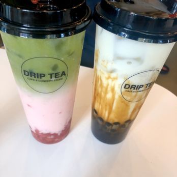 DRIP TEA - Heart eyes on the left (matcha x strawberry) & hokkaido milk tea w boba on the right - Bubble Tea Near Me - Seattle, Washington DRIP TEA - Heart eyes on the left (matcha x strawberry) & hokkaido milk tea w boba on the right - Bubble Tea Near Me - Seattle, Washington