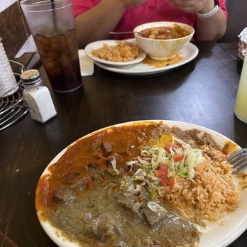 Cafe Zamora - Red and Green chili plate and small albondigas bowl. - Mexican Near Me - Avondale, Arizona Cafe Zamora - Red and Green chili plate and small albondigas bowl. - Mexican Near Me - Avondale, Arizona