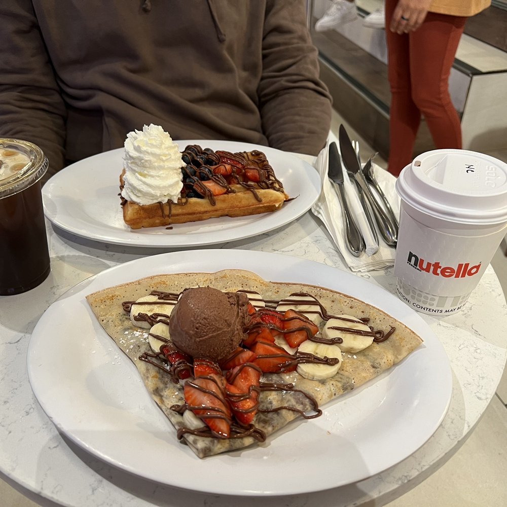 Nutella Cafe - Nutella crepe and waffle with Nutella ice cream and Nutella hot cocoa! - Desserts Near Me - Chicago, Illinois