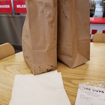 Five Guys - My food came into bags, a burger and one and Fries in the other. - Burgers Near Me - Indianapolis, Indiana