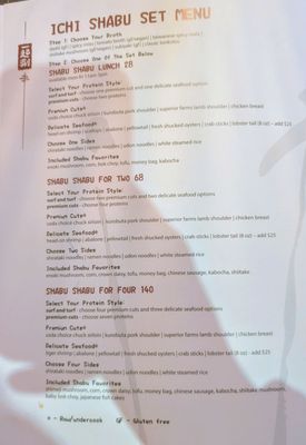 Menu photo 4 Ichi Shabu Fresno, CA