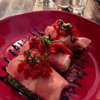 Balzem - Prosciutto wrap with Burrata (Mozzetta in reduction sauce) - Mediterranean Near Me - New York, New York Balzem - Prosciutto wrap with Burrata (Mozzetta in reduction sauce) - Mediterranean Near Me - New York, New York