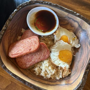 Kasama - Silog Bowl - Garlic rice, 3 Spam, 2 fried eggs, and teriyaki sauce:) - Filipino Near Me - Beaumont, California Kasama - Silog Bowl - Garlic rice, 3 Spam, 2 fried eggs, and teriyaki sauce:) - Filipino Near Me - Beaumont, California