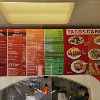 Tacos Cancun - a menu on the wall - Mexican Near Me - Glendale, California