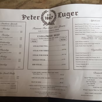 Peter Luger - Menu - Steakhouses Near Me - Brooklyn, New York Peter Luger - Menu - Steakhouses Near Me - Brooklyn, New York