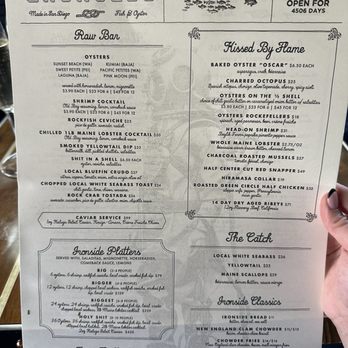 Ironside Fish & Oyster - Menu - subject to change - Seafood Near Me - San Diego, California Ironside Fish & Oyster - Menu - subject to change - Seafood Near Me - San Diego, California