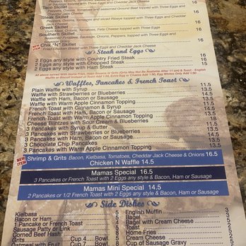Mamas Kitchen - Menu - Breakfast Skillets, Steak & Eggs, Waffles, Pancakes & French Toast, Specials & Side Dishes - Breakfast & Brunch Near Me - Seminole, Florida