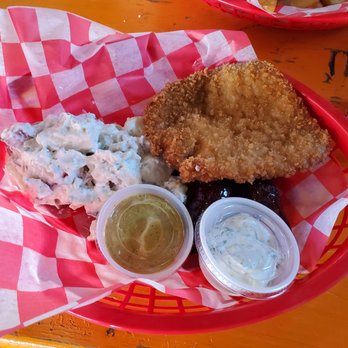 Bend General Store - Combo Schnitzel and Bratwurst plate at Oktoberfest in Bier Garten. - Burgers Near Me - Bend, Texas
