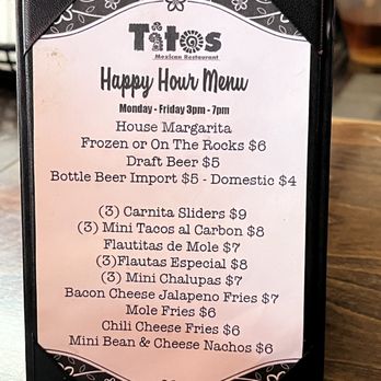 Tito's Mexican Restaurant - menu for happy hour menu - Mexican Near Me - San Antonio, Texas Tito's Mexican Restaurant - menu for happy hour menu - Mexican Near Me - San Antonio, Texas