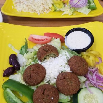 Lashish the Greek - Falafel salad and Gyro dinner plate. - Greek Near Me - Columbus, Ohio Lashish the Greek - Falafel salad and Gyro dinner plate. - Greek Near Me - Columbus, Ohio