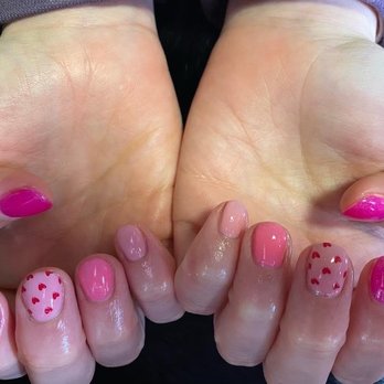 Color Me Rad - Valentines nails with hard gel. 3 different pinks and painted hearts. The picture does not even capture how cute these nails are! - Nail Technicians Near Me Color Me Rad - Valentines nails with hard gel. 3 different pinks and painted hearts. The picture does not even capture how cute these nails are! - Nail Technicians Near Me