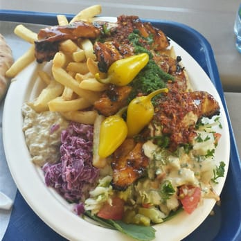 Falafel Stop - Fresh Grilled Chicken Breast "On a Plate"  The Chef made it just perfect and spicy. This restaurant is a must go - Falafel Near Me - Sunnyvale, California