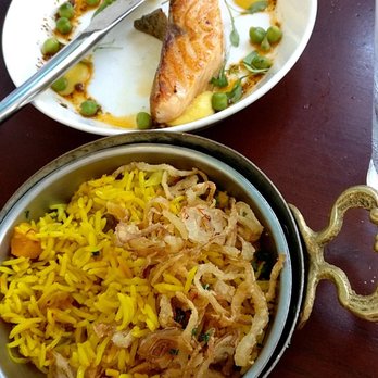Zaytinya - Seared Skuna Bay Salmon and Ottoman Pilaf - Greek Near Me - Washington, DC, District of Columbia Zaytinya - Seared Skuna Bay Salmon and Ottoman Pilaf - Greek Near Me - Washington, DC, District of Columbia