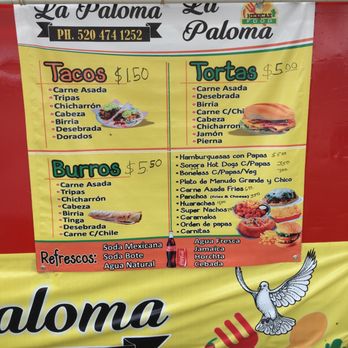 La Paloma - the menu of a mexican restaurant - Food Trucks Near Me La Paloma - the menu of a mexican restaurant - Food Trucks Near Me