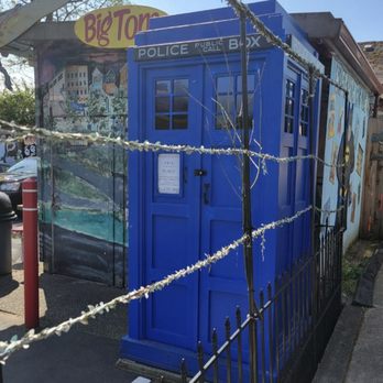 Eastside Big Tom - A very British phone booth at Eastside Big Tom's ! - Burgers Near Me - Olympia, Washington