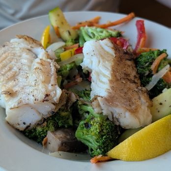 The Custer Wolf - Vegetable Medley with nicely grilled cod added. I was surprised how much cod was added for only $4! - American Near Me - Custer, South Dakota