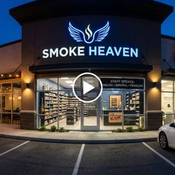 Smoke Heaven - SMOKE HEAVEN - BOUTIQUE DE FUMÉE BOUTIQUE. The weekend hours sign is translated to: OUVERT 24H/24 CE WEEK-END! (VEN, SAM, DIM). The speciali