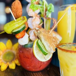 Bowers Hotel - "Massive Mary" Fishbowl full of a classic Bloody Mary mix, poached shrimp, antipasto, grilled cheese....$24