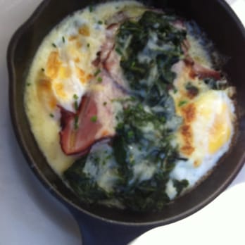 Oddfellows Cafe & Bar - Baked eggs w/ ham, spinach, and gruyere. - Breakfast & Brunch Near Me - Seattle, Washington Oddfellows Cafe & Bar - Baked eggs w/ ham, spinach, and gruyere. - Breakfast & Brunch Near Me - Seattle, Washington