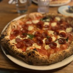 A Dopo Sourdough Pizza - Margherita with pepperoni.