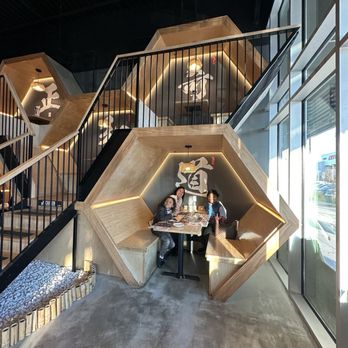 Kyuramen - Honeycomb booths inside - Ramen Near Me - Shenandoah, Texas Kyuramen - Honeycomb booths inside - Ramen Near Me - Shenandoah, Texas