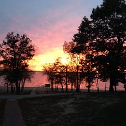 Sunset view over Castle Rock lake from outside Carlson's