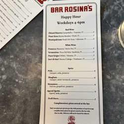 Bar Rosina's - Happy Hour Menu